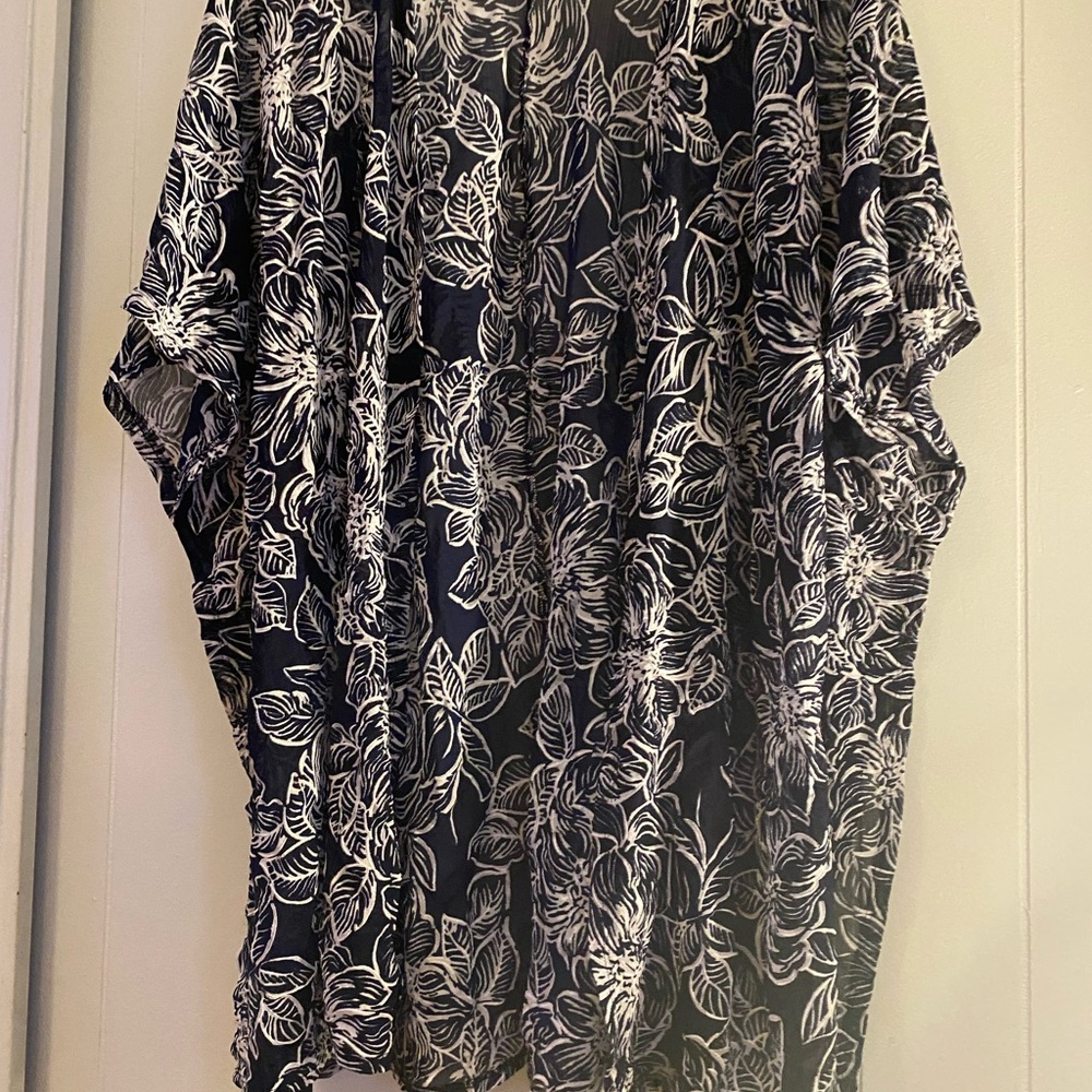 Navy Floral Women's Button Down Shirt